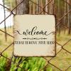 ArogGeld Motivational Lettering Quotes Metal Sign Welcome Please Remove Your Shoes Aluminum Sign Home Wall Decoration Unique Wall Art Decor for She Shed Restaurant Garage 10x10in view 4