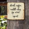 ArogGeld Tin Sign Drink Coffee Cuddle Dog Sip Wine Metal Wall Art Religious Words Letters Decorative Home Wall Art Abstract Wall Decoration for Home Gate Garden Bars Restaurants 15.2x15.2in view 2