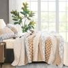 KALOOLA Brown Quilts Queen Size, 100% Cotton Soft Lightweight Quilted Bedding Set, Farmhouse Reversible Bedspread with 2 Pillowshams, Printed Floral Striped Coverlet for All Season, 3 Pieces view 3