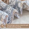 KALOOLA Brown Quilts Queen Size, 100% Cotton Soft Lightweight Quilted Bedding Set, Farmhouse Reversible Bedspread with 2 Pillowshams, Printed Floral Striped Coverlet for All Season, 3 Pieces view 4