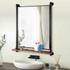 OLDRAINBOW Industrial Pipe Mirror Wood Shelves,Bedroom Mirror with Shelf,Rectangle Iron Wall Mirrors for Living Room Bedroom(34.6 x 23.6 in) view 4
