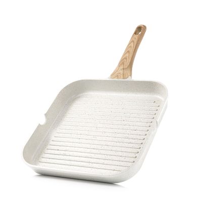 SENSARTE Nonstick Ceramic Grill Pan for Stove Tops, Versatile Square Grilling Pan with Pour Spouts, Durable Grill Skillet for All Stoves, Steak Bacon Pan, Non Toxic-PTFE,PFAS,PFOA Free, 11 Inch