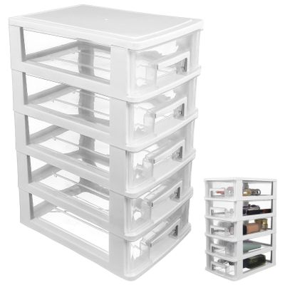 MAGICLULU 1 Set Storage Cabinet Plastic Drawer Type Closet 5 Drawer Mini Storage Containers with Drawers for Office