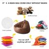 Bean Bag Chair Cover Only (No Filler), Solid Color Simple Design Seat Waterproof Slipcover Lazy Lounge or Gaming Chair Sack Beanbag for Adults,Kids,Teens,Brown,100 * 120cm view 3
