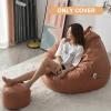 Bean Bag Chair Cover Only (No Filler), Solid Color Simple Design Seat Waterproof Slipcover Lazy Lounge or Gaming Chair Sack Beanbag for Adults,Kids,Teens,Brown,100 * 120cm view 4
