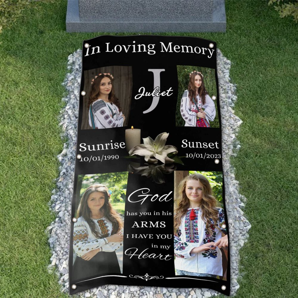 44memory Custom Memorial Grave Blanket Photo Name, Custom Grave Funeral Blanket, Personalized Memory Blanket for Loss of Loved Ones in Heaven B08, 1x3ft
