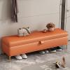 Storage Bench,Faux Leather Storage Bench,Premium End of Bed Bench with Storage,Modern Upholstered Bench Shoe Bench Bedroom Bench-Orange 80x40x45cm(31x16x18inch) view 1
