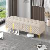 Storage Bench,Luxurious Storage Bench End of Bed Bench,Leather Upholstered Bench with Storage,Modern Storage Benches Bedroom Bench Storage Chest-Beige 100x40x45cm(39x16x18inch) view 1