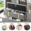 Storage Bench,Luxurious Storage Bench End of Bed Bench,Leather Upholstered Bench with Storage,Modern Storage Benches Bedroom Bench Storage Chest-Beige 100x40x45cm(39x16x18inch) view 3