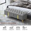 Storage Bench,Luxurious Storage Bench End of Bed Bench,Leather Upholstered Bench with Storage,Modern Storage Benches Bedroom Bench Storage Chest-Beige 100x40x45cm(39x16x18inch) view 4