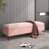 Velvet Upholstered Storage Bench - End of Bed Premium Chest With No Assembly Required - Pink 90x40x43cm (35x16x17inch) view 1