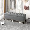 Velvet Storage Bench,Luxurious Storage Bench End of Bed Bench,Buttons Upholstered Bench with Storage,Modern Storage Benches Bedroom Bench Storage Chest-Gray 100x40x45cm(39x16x18inch) view 1