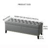 Velvet Storage Bench,Luxurious Storage Bench End of Bed Bench,Buttons Upholstered Bench with Storage,Modern Storage Benches Bedroom Bench Storage Chest-Gray 100x40x45cm(39x16x18inch) view 2