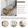 Modern Entryway Bench with Metal Shoe Shelf,Comfy Upholstered Shoe Bench Seat Shoe Organizer,Premium Shoe Rack Bench Shoe Storage Bench Furniture Decor-Velvet Bench Cushion 60x35x45cm(24x14x18inch) view 2