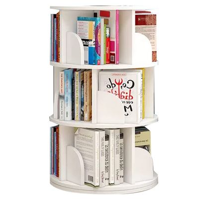 Bookshelf White Rotating Bookshelf Simple Floor Decoration Book Magazine Shelf Storage Picture Book Shelf Multi-Layer Children's Bookcase for Home Use (Color : White, Size : 3 Layers)