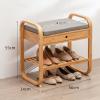Bamboo Shoes Rack Entrance Bench Shoe Stool with Seater Cushion,Creative Shoe Shelf Multifunctional Storage Stool,for Hallway,Bedroom,Living Room. view 2
