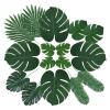 DULRLLY Palm Leaves Artificial Tropical Monstera 60Pcs 6 Kinds Large Small Green Fake Palm Leaf with Stems for Safari Jungle Hawaiian Luau Party Table Decoration Wedding Birthday Theme Party view 1