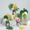 DULRLLY Palm Leaves Artificial Tropical Monstera 60Pcs 6 Kinds Large Small Green Fake Palm Leaf with Stems for Safari Jungle Hawaiian Luau Party Table Decoration Wedding Birthday Theme Party view 3