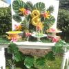 DULRLLY Palm Leaves Artificial Tropical Monstera 60Pcs 6 Kinds Large Small Green Fake Palm Leaf with Stems for Safari Jungle Hawaiian Luau Party Table Decoration Wedding Birthday Theme Party view 4