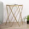 Geometric Small Round Coffee Table, Glass Side Table, Wrought Iron Metal Craft, Nordic Style, 38 * 48.5cm/50 * 60cm(Size:38 * 48.5cm,Color:A) view 3