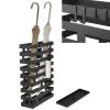 Tudomro Umbrella Stands for Entryway Large Metal Umbrella Holder 3.94 x 11.81 x 16.93 Inches with Removable Water Tray and Hooks Decor Freestanding Rectangular Hollow Rack for Home Office (Black) view 1