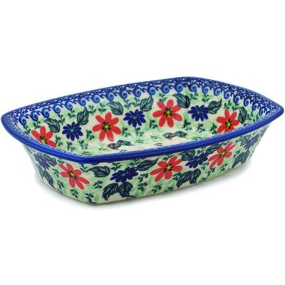 Polmedia Polish Pottery Rectangular Baker UNIKAT - Poppies Obsession Pattern Handmade in Boleslawiec Poland by Ceramika Dalia + Certificate of Authenticity