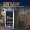 NewAir 15" Single Zone Beverage & Wine Fridge Beverage Refrigerator & Wine Cooler for 33 Bottles / 80 Cans | Freestanding or Built-In Under Counter Mini Fridge for Beer, Wine & Soda | Stainless Steel view 2