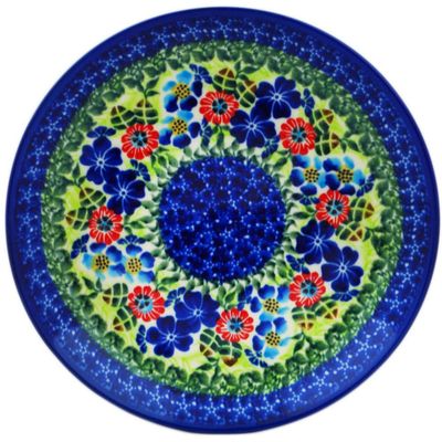 Polmedia Polish Pottery Dessert Plate UNIKAT - Cobalt Water Meadow Pattern Handmade in Boleslawiec Poland by Ceramika Dalia + Certificate of Authenticity