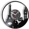 Vinyl Clock Non Ticking Wall Clock with Silent Non Ticking Paris London Travel Theme Vinyl Record Wall Clock Tower Big Ben Tower Travel Landmark Wall Art Retro Clock 30 5 Cm 12CM view 1