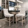 ODUSE-DAILY Velvet Bar Stools Set of 4-27" Seat Height Barstool, Bar Chairs Fit Counter or Bar Height, Kitchen Stools for Island, Tufted Back, Wood Frame, Upholstered (Beige, Set of 4) view 2