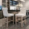 ODUSE-DAILY Velvet Bar Stools Set of 4-27" Seat Height Barstool, Bar Chairs Fit Counter or Bar Height, Kitchen Stools for Island, Tufted Back, Wood Frame, Upholstered (Beige, Set of 4) view 4