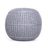 BIRDROCK HOME Round Pouf Foot Stool Ottoman - Knit Bean Bag Floor Chair - Cotton Braided Cord - Great for The Living Room, Bedroom and Kids Room - Small Furniture (Soft Silver) view 1
