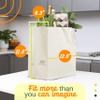 Simply Cool 50 Pack Reusable Eco-Friendly Grocery Shopping Bags 12.6"x6.3"x11.8" Durable, Recyclable, Washable, Foldable, Portable Tote Bags Bulk (50 Pack,Cream) view 4