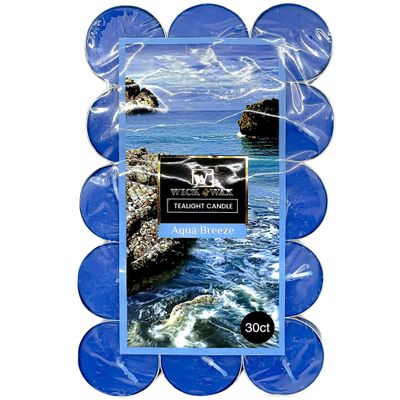 VeZee Tealight A Long Lasting Air Freshener | Clean Even Burn Long Lasting Small Tea Lights for Indoor Use | Best for Holidays, Weddings, SPA, Armotherapy, Meditation | Aqua Breeze 360 Count