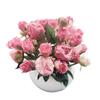 Artificial Peonies (real touch), Roses Classic Elegant Flower Plants Arrangement in White Vase Permanent Fixed view 2