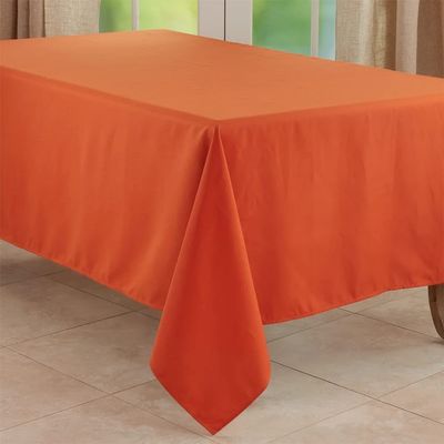 Fennco Styles Classic Everyday Design Solid Color Tablecloth 65" W X 140" L - Pumpkin Table Cover for Home Dcor, Baquets, Family Gathering and Special Occasion