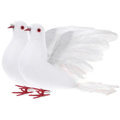 Abaodam 2pcs Artificial Birds Wedding Decoration Pigeon Ornaments for Floral Arrangements Garden and Holiday Decor for Centerpieces and Seasonal Displays