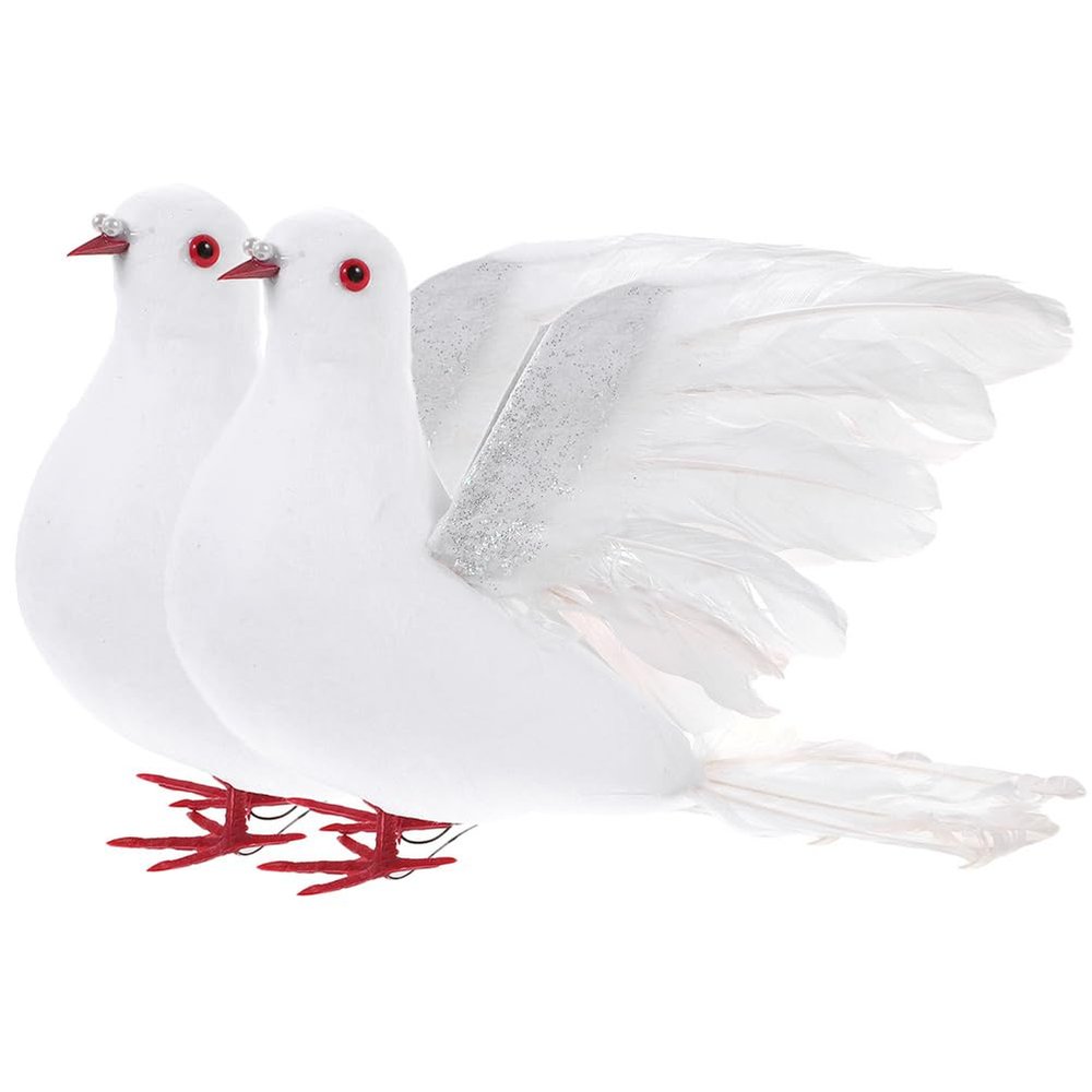 Abaodam 2pcs Artificial Birds Wedding Decoration Pigeon Ornaments for Floral Arrangements Garden and Holiday Decor for Centerpieces and Seasonal Displays