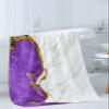 Anzona Purple White Marble 3 Piece Bath Towels Set, Gold Line Modern Abstract Art Soft & Absorbent Towel for Bathroom, Hotel (1 Bath Towel 30x60, 1 Hand Towel 16x28, 1 Washcloth 13x13) view 3