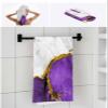Anzona Purple White Marble 3 Piece Bath Towels Set, Gold Line Modern Abstract Art Soft & Absorbent Towel for Bathroom, Hotel (1 Bath Towel 30x60, 1 Hand Towel 16x28, 1 Washcloth 13x13) view 4
