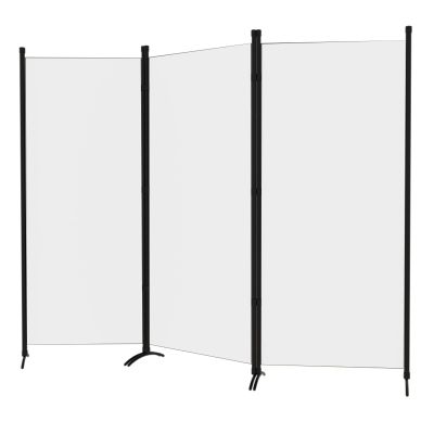 Room Divider 3-Panel Privacy Screen, Portable Screen Steel Frame with Hook&Loop for Home, Office, Classroom, Studio, Meeting (White