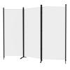 Room Divider 3-Panel Privacy Screen, Portable Screen Steel Frame with Hook&Loop for Home, Office, Classroom, Studio, Meeting (White view 1