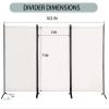 Room Divider 3-Panel Privacy Screen, Portable Screen Steel Frame with Hook&Loop for Home, Office, Classroom, Studio, Meeting (White view 2
