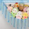 Stuffed Animal Hammock with LED Lights - 59 Inch Large Toy Storage Net for Kids Bedroom, Wall-Mounted Plush Organizer with Wooden Rings, Nursery Decor (Handwoven, Blue) view 3