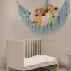 Stuffed Animal Hammock with LED Lights - 59 Inch Large Toy Storage Net for Kids Bedroom, Wall-Mounted Plush Organizer with Wooden Rings, Nursery Decor (Handwoven, Blue) view 4