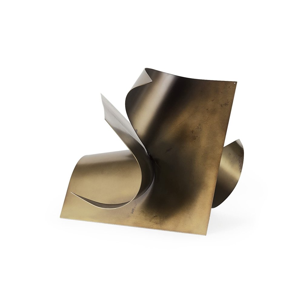 HomeRoots 12" Contempo Antiqued Gold Abstract Sculpture