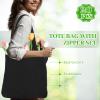 Silkfly 20 Pcs Canvas Tote Bags Bulk 16.5x13.4'' Blank Cotton Canvas Bag with Zipper Handles Reusable Plain Grocery Makeup Handbag for DIY(Black) view 4