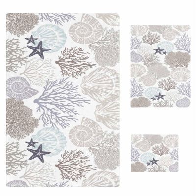 Anzona Purple Grey Oceans 3 Piece Bath Towels Set, Coral Starfish Seashells Marine Abstract Art Soft & Absorbent Towel for Bathroom, Hotel (1 Bath Towel 30x60, 1 Hand Towel 16x28, 1 Washcloth 13x13)