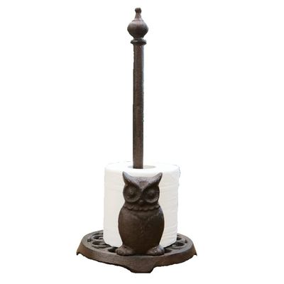 Cast Iron Paper Towel Holder,Owl Stand-up Paper Towel Holder Desktop Decoration Roll Holder For Kitchen, Livingroom, Bathroom, Countertop