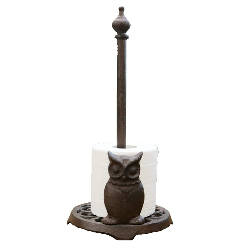 Cast Iron Paper Towel Holder,Owl Stand-up Paper Towel Holder Desktop Decoration Roll Holder For Kitchen, Livingroom, Bathroom, Countertop